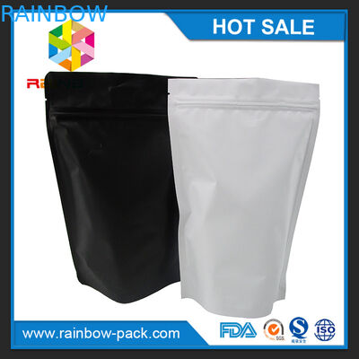 ماتي أسود أبيض رقائق الألومنيوم يقف كيس ziplock للأغذية التعبئة والتغليف تبقى طازجة