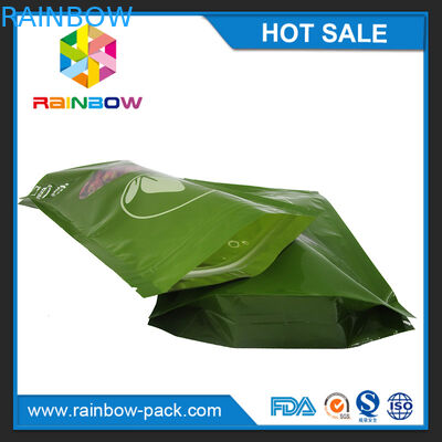أكياس الشاي الأخضر التعبئة والتغليف المطبوعة Mylar تقف حقيبة Ziplock مع نافذة واضحة