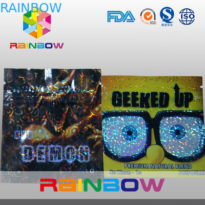 مغلفة المواد القرد العشبية البخور أكياس صغيرة Ziplock مع الشقوق المسيل للدموع