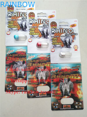 أحدث 3D المطبوعة تعزيز الذكور حبة بلاستيكية قابلة للطي بطاقة الكركدن 25 / مجنون الكركدن 50K نفطة التعبئة والتغليف