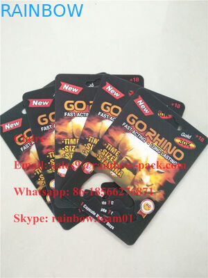 الجملة الولايات المتحدة الأمريكية الكركدن حبوب منع الحمل التعبئة والتغليف نفطة بطاقة 3D لحمولة حاوية الكركدن الذهاب / رصاصة / زجاجة