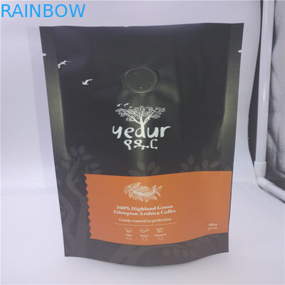 ماتي الأسود 500 غرام 1 LB أكياس تغليف المواد الغذائية المطبوعة مع Ziplock وصمام التفريغ