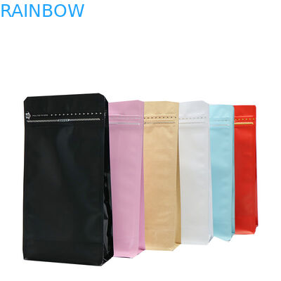 أغلقت مغلفة رقائق الألومنيوم احباط كتلة مسطحة القاع المواد الغذائية البلاستيكية كيس القهوة التعبئة والتغليف 500g 1kg مع صمام