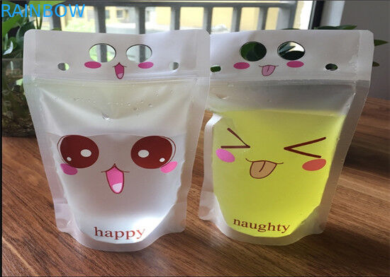 100ml / 200ml شفاف الوقوف الحقائب الطباعة بالألوان الكاملة مع سحاب