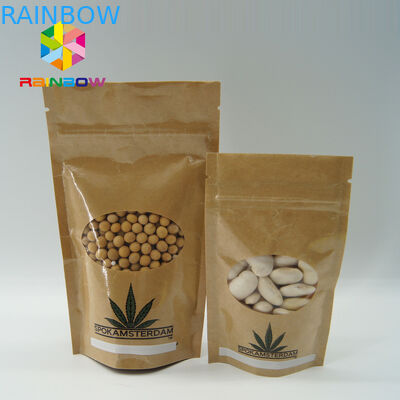 كوستوميزيد الحجم كرافت أكياس الورق البيضاوي نافذة للأغذية / اللحوم الجافة / منتجات البحر