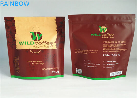 أسود مايلر أكياس التعبئة البلاستيكية الرمز البريدي قفل الوقوف للقهوة والشاي