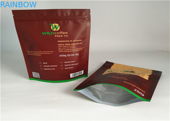 أسود مايلر أكياس التعبئة البلاستيكية الرمز البريدي قفل الوقوف للقهوة والشاي