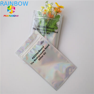 Holographic Cosmetic Packaging Packaging Bag 100 - 160 Micron Thickness Environment Friendly