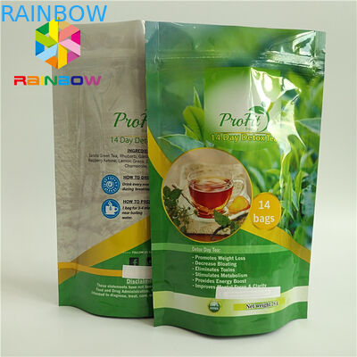 الغذاء الصف الوقوف الحقيبة زيبر البلاستيك الحرارة مختومة للشاي / القهوة