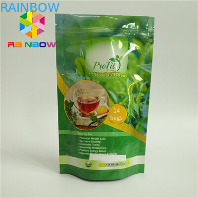 الغذاء الصف الوقوف الحقيبة زيبر البلاستيك الحرارة مختومة للشاي / القهوة