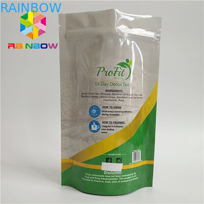 الغذاء الصف الوقوف الحقيبة زيبر البلاستيك الحرارة مختومة للشاي / القهوة