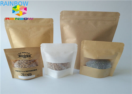 تخصيص المطبوعة ورق الكرافت ziplock الوقوف الحقيبة لحوم البقر متشنج وجبة خفيفة كيس من البلاستيك التعبئة والتغليف مع نافذة واضحة