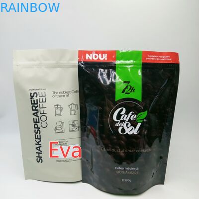 أكياس بلاستيكية فضية الوقوف الحقيبة 500 جرام غير سامة للقهوة مسحوق الشاي التغليف