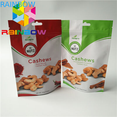 حقيبة وجبات خفيفة قابلة لإعادة الإغلاق تعبئة شهادة FDA مع مواد MOPP / VMPET / PE