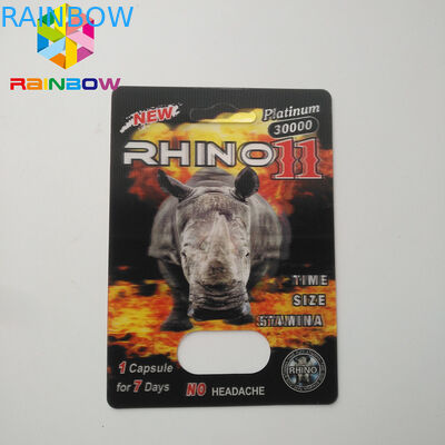 3D الكركدن نفطة بطاقة التغليف الكركدن 12 Rhino 11 رجل ملاحق الجنسي لتعزيز الداعم