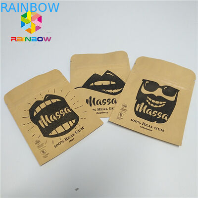 حبة رقائق التعبئة والتغليف الحقيبة التعبئة والتغليف حسب الطلب عينة ورق الكرافت الثلاثي الجانب الحقيبة مختومة