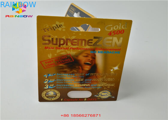 الجنس حبوب منع الحمل بطاقة نفطة التعبئة والتغليف 3D عرض مربع كبسولة ورقة مربع مع ثقب مزدوج