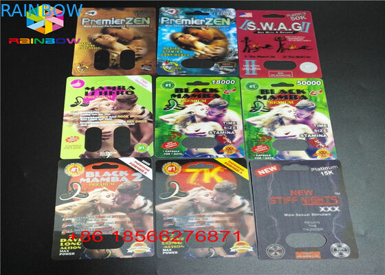 الجنس حبوب منع الحمل بطاقة نفطة التعبئة والتغليف 3D عرض مربع كبسولة ورقة مربع مع ثقب مزدوج