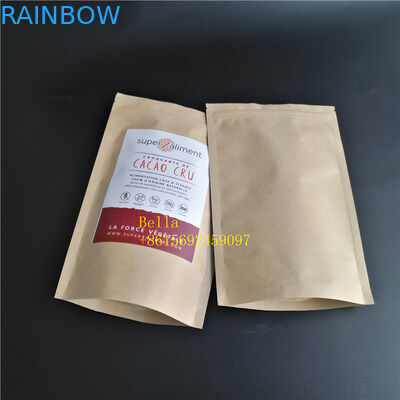 ورقة شعار أكياس الشاي المطبوعة التعبئة والتغليف براون كرافت ورقة زيبر الحقيبة مع نافذة واضحة