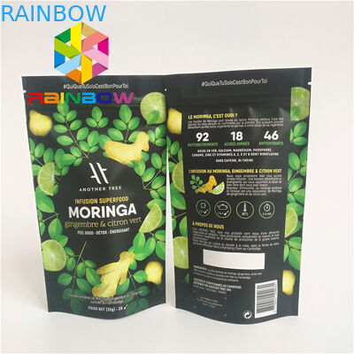 يقف Ziplock البلاستيك الحقائب التعبئة والتغليف الألومنيوم احباط اصطف ماتشا مسحوق الشاي الأخضر حقيبة