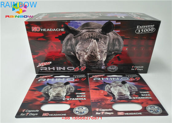 بطاقات التعبئة والتغليف حبوب الجنس الجنس و 3 D مربع العرض ورقة نفطة روك ورقة نفطة / كبسولة التعبئة ورقة مربع مع ثقب مزدوج