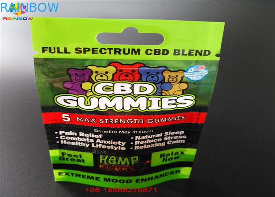 CBD GUMMIES أكياس التعبئة والتغليف البلاستيكية مع نافذة مغلفة أكياس الألومنيوم الكيس الحرارة ختم الغذاء الحقيبة البريدي احباط كيس بولي
