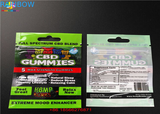 CBD GUMMIES أكياس التعبئة والتغليف البلاستيكية مع نافذة مغلفة أكياس الألومنيوم الكيس الحرارة ختم الغذاء الحقيبة البريدي احباط كيس بولي