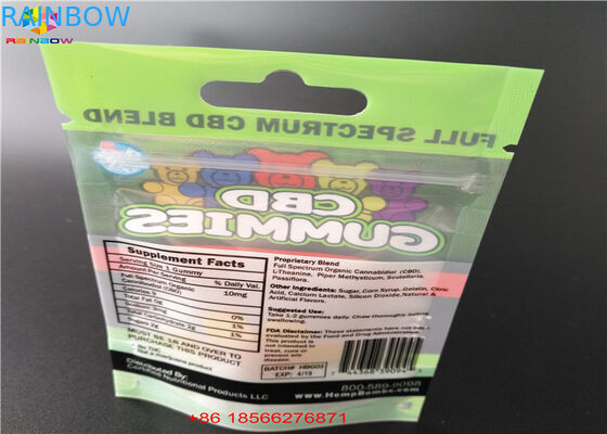 CBD GUMMIES أكياس التعبئة والتغليف البلاستيكية مع نافذة مغلفة أكياس الألومنيوم الكيس الحرارة ختم الغذاء الحقيبة البريدي احباط كيس بولي