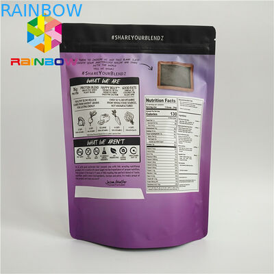 الحقائب البلاستيكية القابلة لإعادة التدوير التعبئة والتغليف ورقة الألومنيوم احباط الشاي زيبلوك الغذائية للحصول على مسحوق البروتين