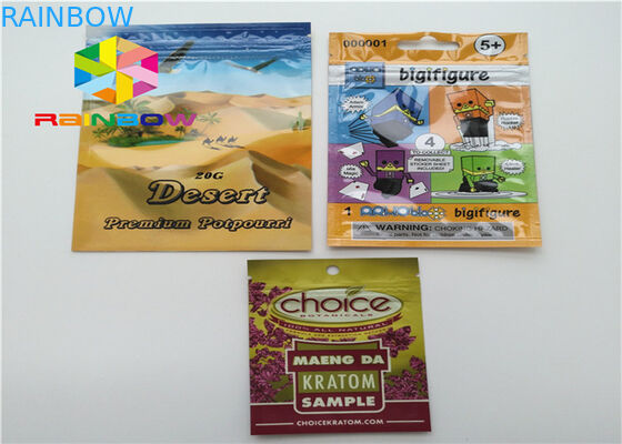 CMYK الطباعة الحرارة ختم أكياس التعبئة والتغليف ، والدليل على الرائحة الواقف أكياس زيبر الحقيبة