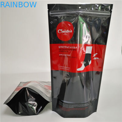 أكياس البلاستيك المطبوعة Ziplock واضح نافذة الملابس الداخلية التغليف الأسود دوي حزمة للجوارب