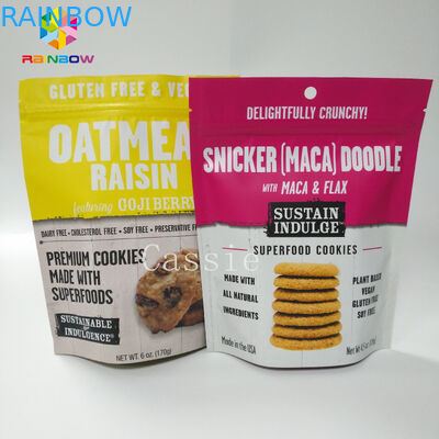 رقائق الألومنيوم الوقوف أكياس Ziplock ، سناك تغليف أغذية أكياس اللون حسب الطلب