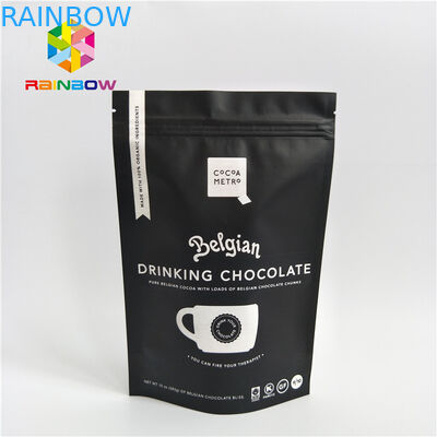 رقائق الألومنيوم الوقوف الحقائب القهوة التعبئة والتغليف مخصص الحجم مع صمام / سحاب