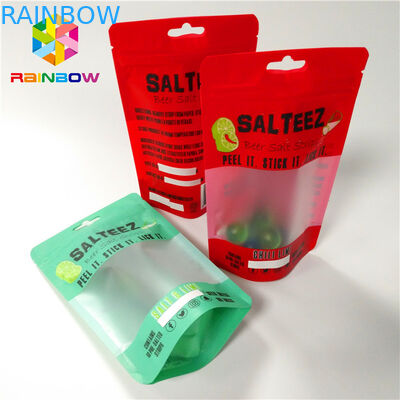 أكياس بلاستيكية مخصصة المطبوعة أكياس التعبئة والتغليف الغذاء الصف مع نافذة مستطيلة واضحة وسحاب للتخزين قابلة لإعادة الاستخدام