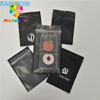 مخصص مطبوعة ثلاثة الجانب ختم كيس من البلاستيك للهاتف شل التغليف مع سحاب والواجهة واضحة