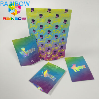 مقاوم للرطوبة الوقوف سستة أكياس الحقيبة RUNTZ ملون مايلر الليزر الهولوغرام الرمز البريدي قفل