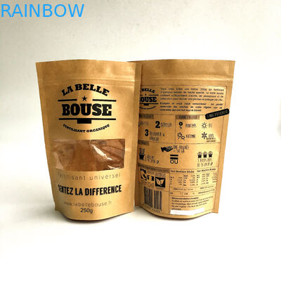 أكياس الورق مخصصة لإعادة التدوير الطبيعية الرمز البريدي قفل الوقوف الحقيبة مع نافذة