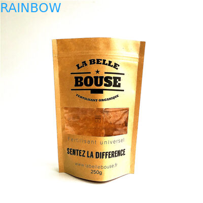 أكياس الورق مخصصة لإعادة التدوير الطبيعية الرمز البريدي قفل الوقوف الحقيبة مع نافذة