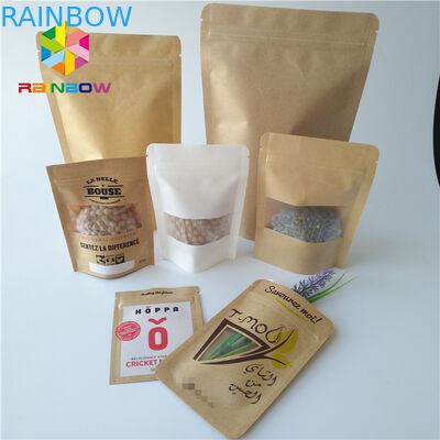 كيس وجبة خفيفة قابلة لإعادة الاستخدام التعبئة والتغليف مخصص مطبوعة كرافت الغذاء الوقوف الحقيبة SGS مصدق