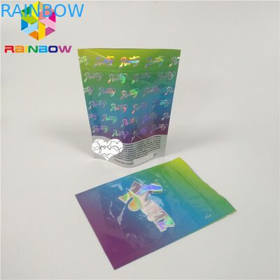 الهولوغرام البلاستيك مايلر زيبر تغليف مستحضرات التجميل حقيبة CMYK اللون مع نافذة واضحة
