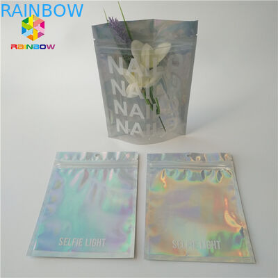 الهولوغرام البلاستيك مايلر زيبر تغليف مستحضرات التجميل حقيبة CMYK اللون مع نافذة واضحة