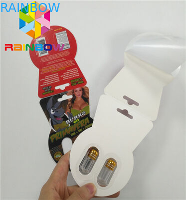 التعبئة والتغليف لامعة بطاقة نفطة حبوب منع الحمل الجنس تعزيز مخصص Burro2 60000 ورقة بطاقة