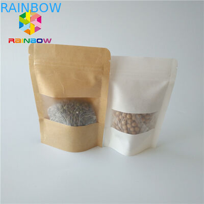 الوقوف الحقائب ورقة مربع التعبئة والتغليف الغذاء الصف مع نافذة مستطيلة / البيضاوي واضحة