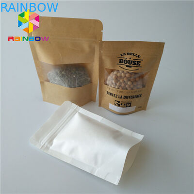 الوقوف الحقائب ورقة مربع التعبئة والتغليف الغذاء الصف مع نافذة مستطيلة / البيضاوي واضحة