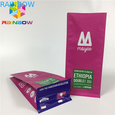 التعبئة والتغليف الألومنيوم احباط الحقيبة ، والوقوف أكياس القهوة أسفل مسطحة مع صمام