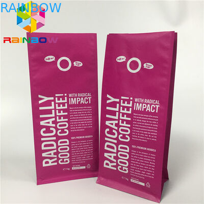 التعبئة والتغليف الألومنيوم احباط الحقيبة ، والوقوف أكياس القهوة أسفل مسطحة مع صمام