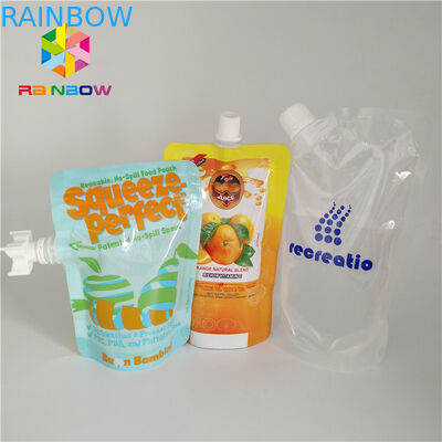 أكياس البلاستيك السائل صنبور صنبور ، عصير شراب الفاكهة الوقوف الحقائب مع كاب