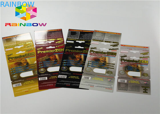 البلاستيك زجاجة نفطة إدراج بطاقة حبوب منع الحمل تعزيز الذكور التعبئة 3D من بطاقات / مربع العرض