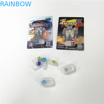 المغلفة ورقة بطاقة نفطة التعبئة والتغليف مخصص مطبوعة 3D تأثير الكركدن 69 حبة كبسولة حزمة