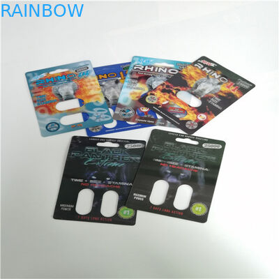 حبوب منع الحمل تعزيز الذكور بطاقة نفطة التعبئة مخصص مطبوعة الكركدن 69 الجنس بطاقة 3D حبوب منع الحمل